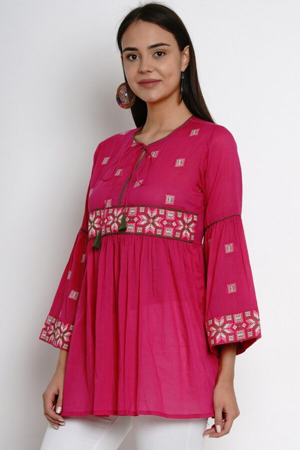 Bhama-Couture-Women-Fuchsia-White-Yoke-Design-Tunic-3-600x900